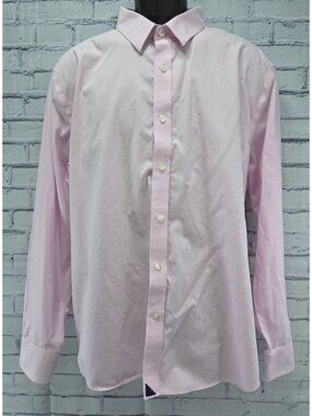 Untuckit Pink Striped Wrinkle-Free Cotton Dress Shirt XXL